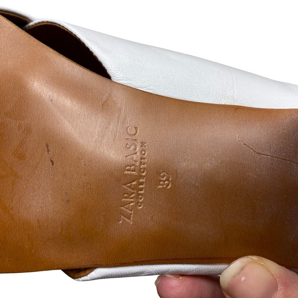 Zara Basic Collection White Leather Crossover Sli… - image 5